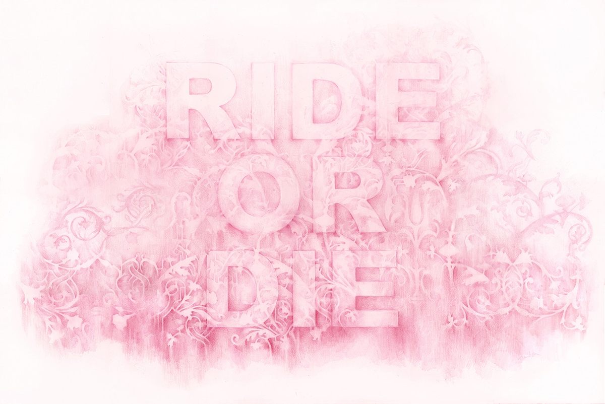 Amanda Manitach: Ride Or Die, 2023, Colored pencil on paper, 25 x 40 inches
