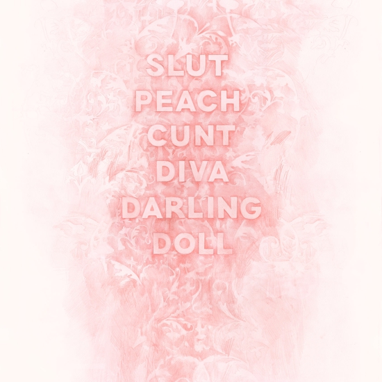 Amanda Manitach: Slut Peach Cunt Diva Darling Doll, 2017, Colored pencil on paper, 36 x 22 inches