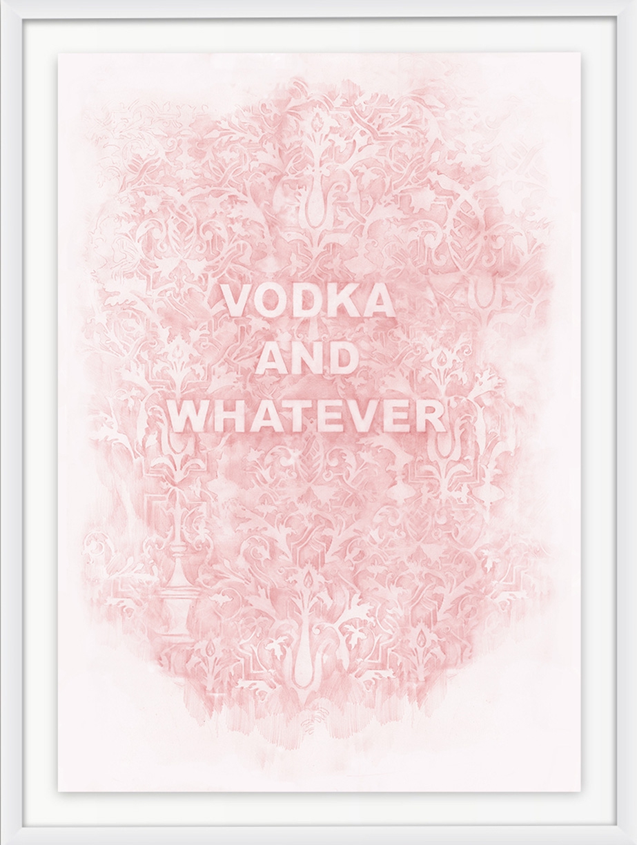 Amanda Manitach: Vodka and Whatever, 2020, Colored pencil on paper, 40 x 26 inches (framed dimensions: 44.75 x 30.5 x 2 inches)