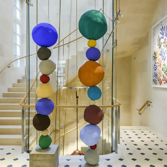 Installation view of Annie Morris's sculptures in Louis Vuitton, Palace Vendôme in Paris