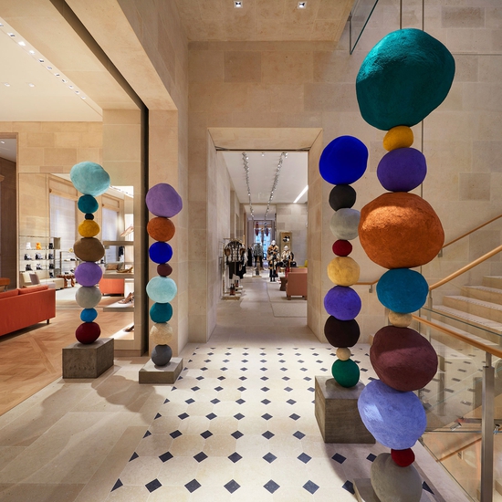 Installation view of Annie Morris's sculptures in Louis Vuitton, Palace Vendôme in Paris