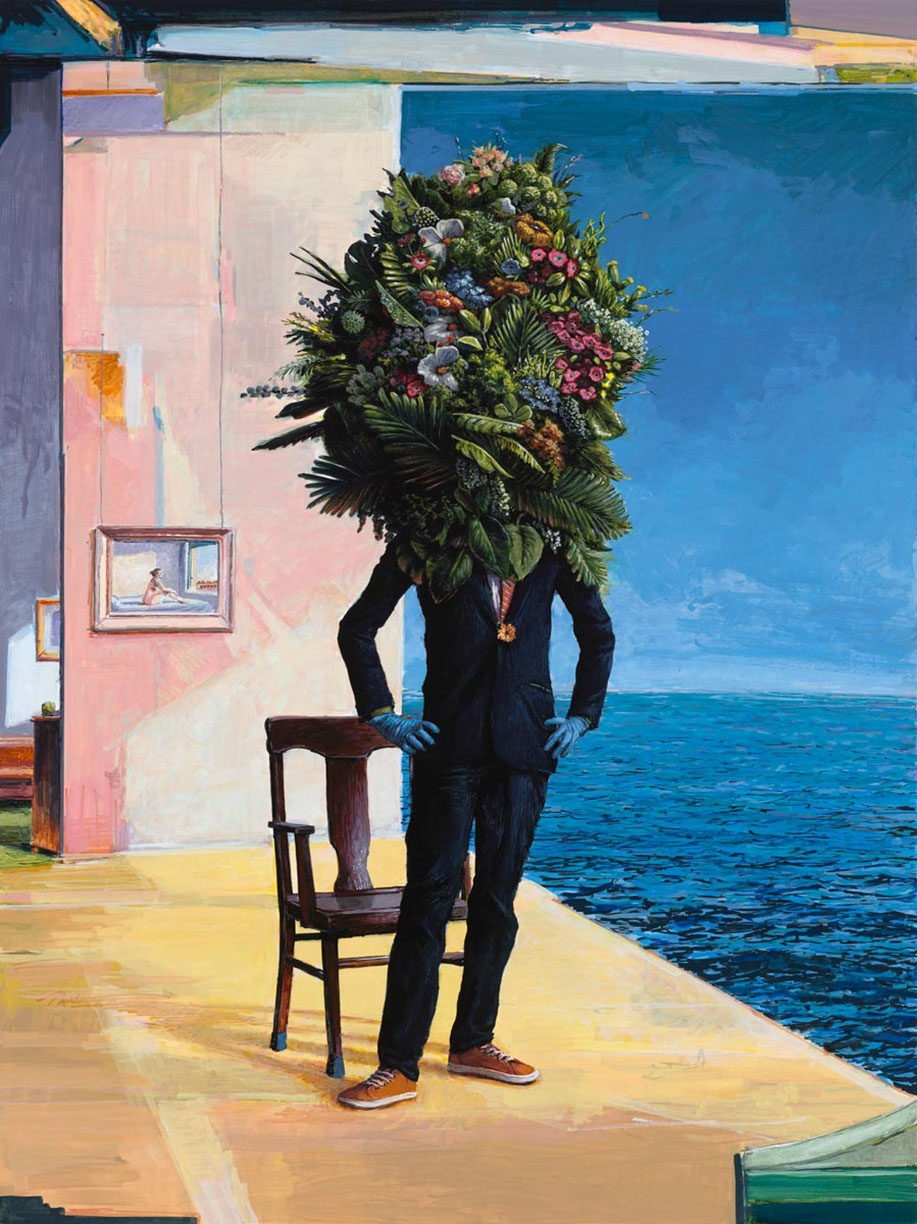 Ethan Murrow, Awaiting, 2020, High flow acrylic on mounted board, 48 x 36 x 1.5 inches
