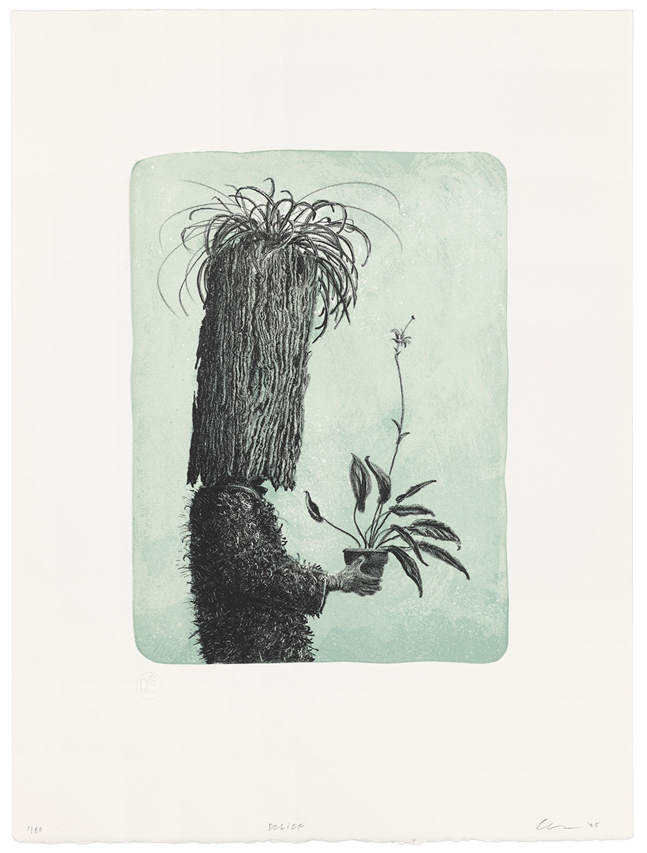 Ethan Murrow, Belief, 2025, 4 Color Lithograph from Stone, 13.5 x 9.5 inches, paper size 20.75 x 15.5 inches, Edition of 80