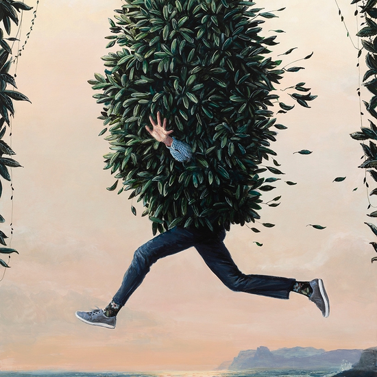 Ethan Murrow: Current, 2023, High flow acrylic on panel, 48 x 36 x 2 inches