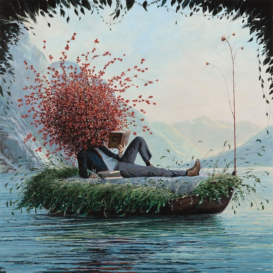 Ethan Murrow: Espalier, 2023, Acrylic on panel, 48 x 48 x 2 inches
