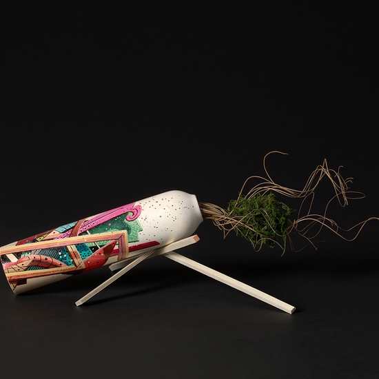 Ethan Murrow: Fluke, 2022, Acrylic and varnish on ceramic, 2022, 14 x 4 x 4 inches