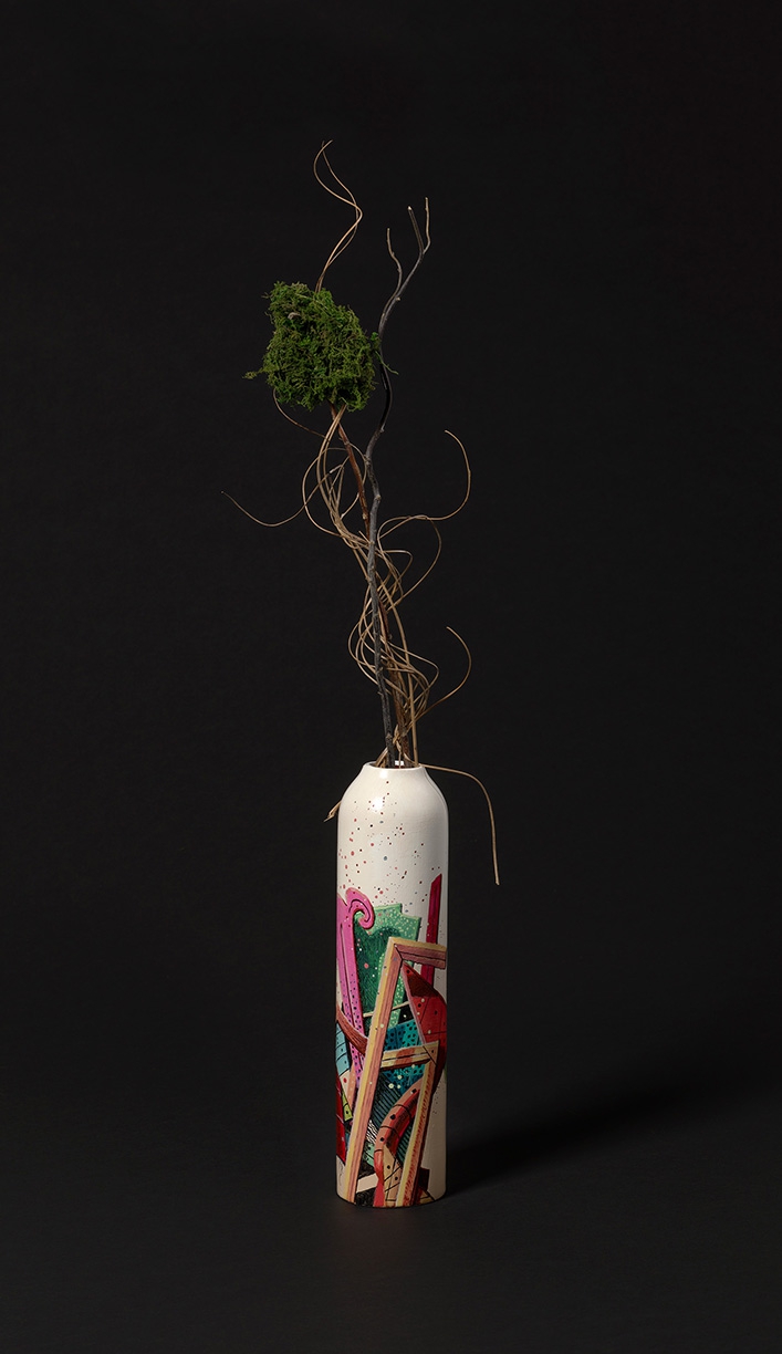 Ethan Murrow: Fluke, 2022, Acrylic and varnish on ceramic, 2022, 14 x 4 x 4 inches
