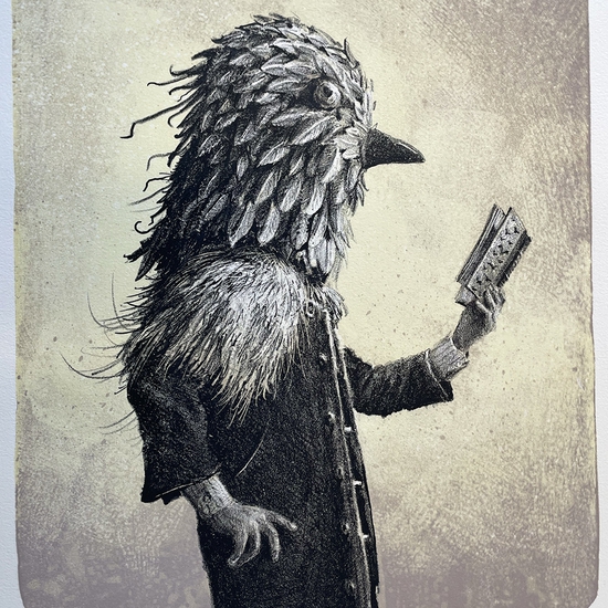Ethan Murrow, Hunch, 2025, 4 Color Lithograph from Stone, 13 x 10.5 inches, paper size 20.75 x 15.5 inches, Edition of 80