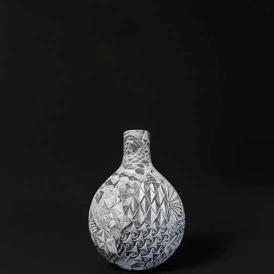 Ethan Murrow: Mint, 2023, Ink and varnish on ceramic, 14 x 10 x 10 inches