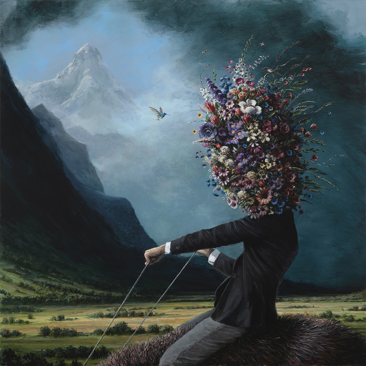 SOLD - Ethan Murrow, Mythmaker, 2025, Acrylic on panel, 48 x 48 x 2 inches