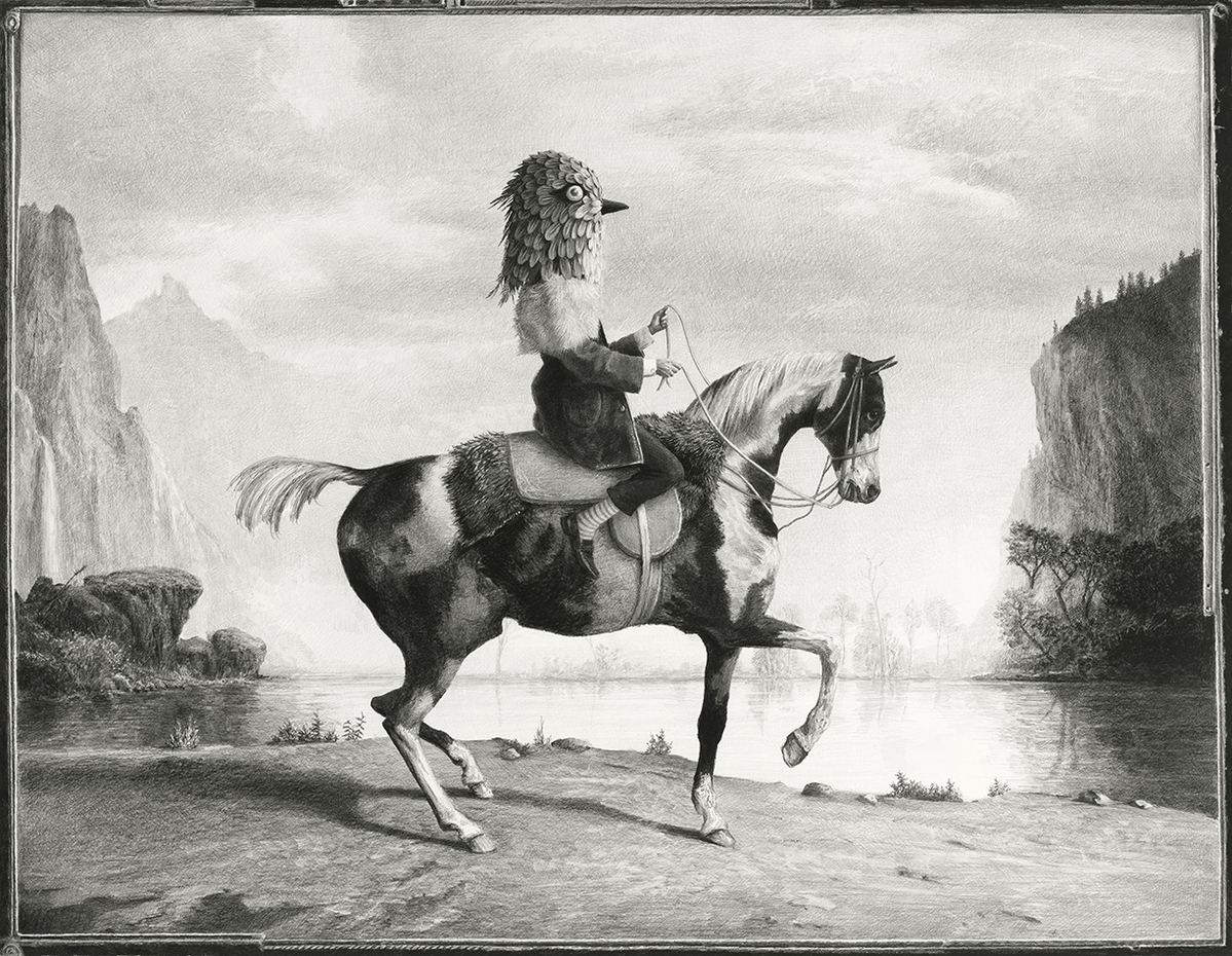 Ethan Murrow, Pegasus, 2025, Graphite on paper, 40 x 52 inches, Framed size 44.75 x 56.5 x 2 inches