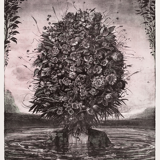 Ethan Murrow: Quietude, 2022, Four color stone lithograph, 58.5 x 43 inches (paper size: 63 x 47.25 inches), Edition of 40