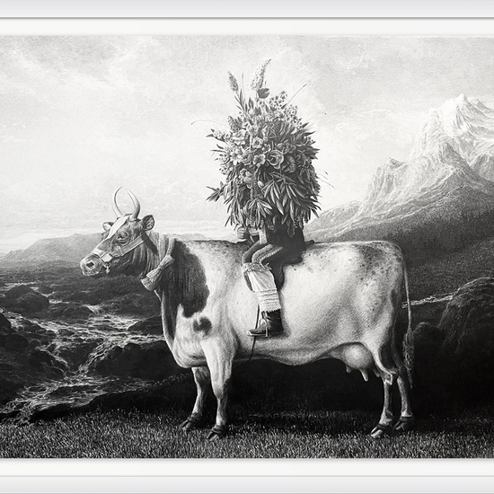 Ethan Murrow: Retinue, 2024, Graphite on paper, 48 x 72 inches (framed dimensions: 53 x 76.5 inches)