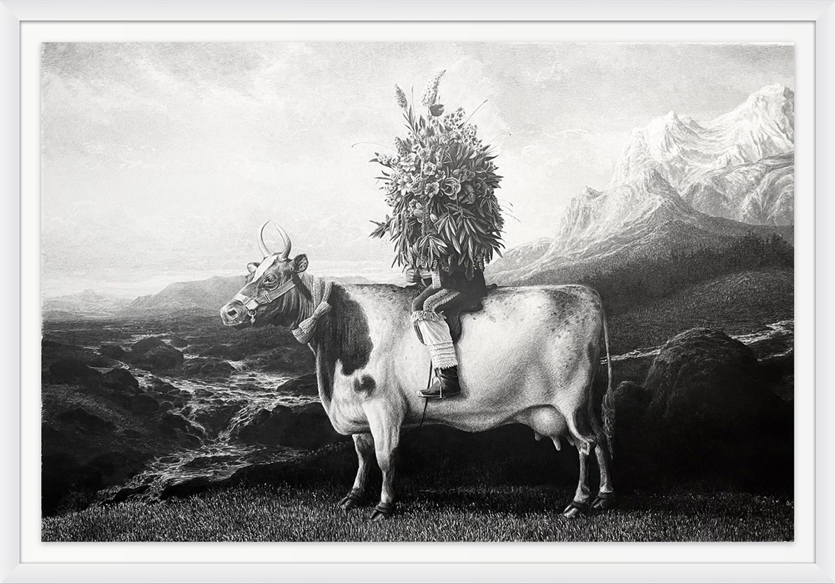 Ethan Murrow: Retinue, 2024, Graphite on paper, 48 x 72 inches (framed dimensions: 53 x 76.5 inches)
