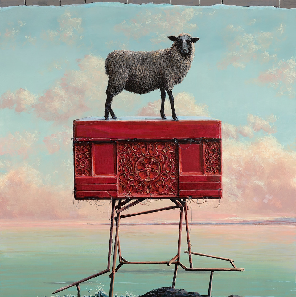 Ethan Murrow: Sovereign, 2022, High flow acrylic on panel, 48 x 48 x 2 inches