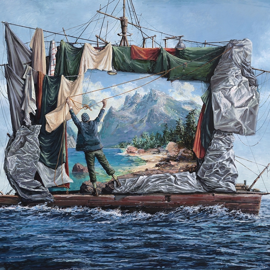 Ethan Murrow: The Vaudeville Admiral, 2021, High flow acrylic on panel, 48 x 60 x 2 inches