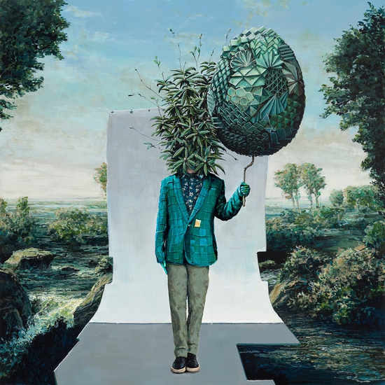 Ethan Murrow, The Land Parade, 2022, High flow acrylic on panel, 48 x 48 x 2 inches