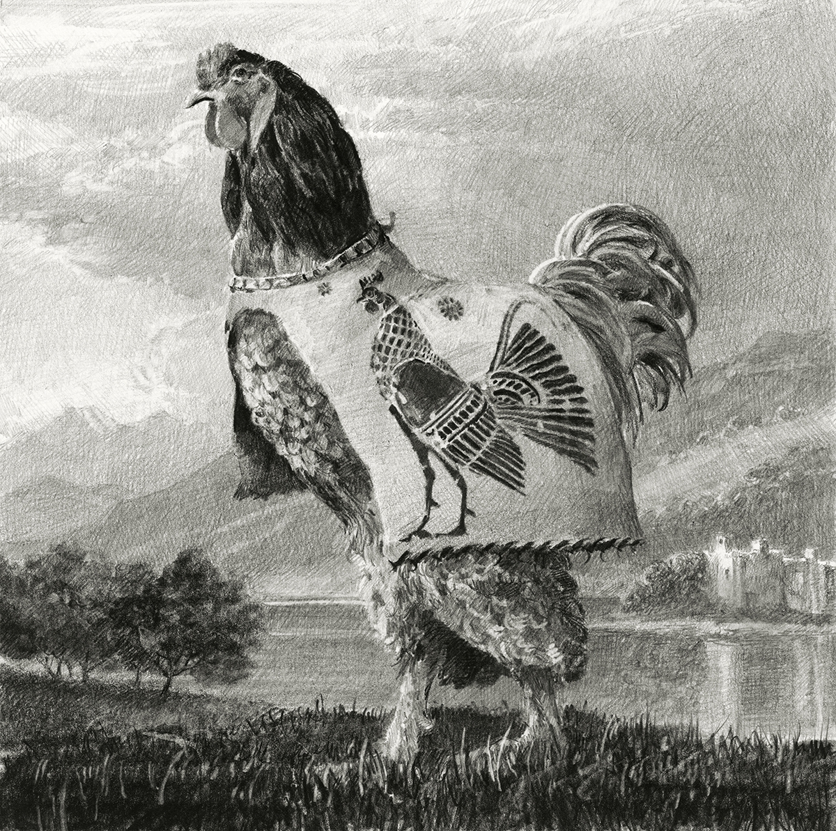 Ethan Murrow, The Castle, 2025, Graphite on paper, 12 x 12 inches