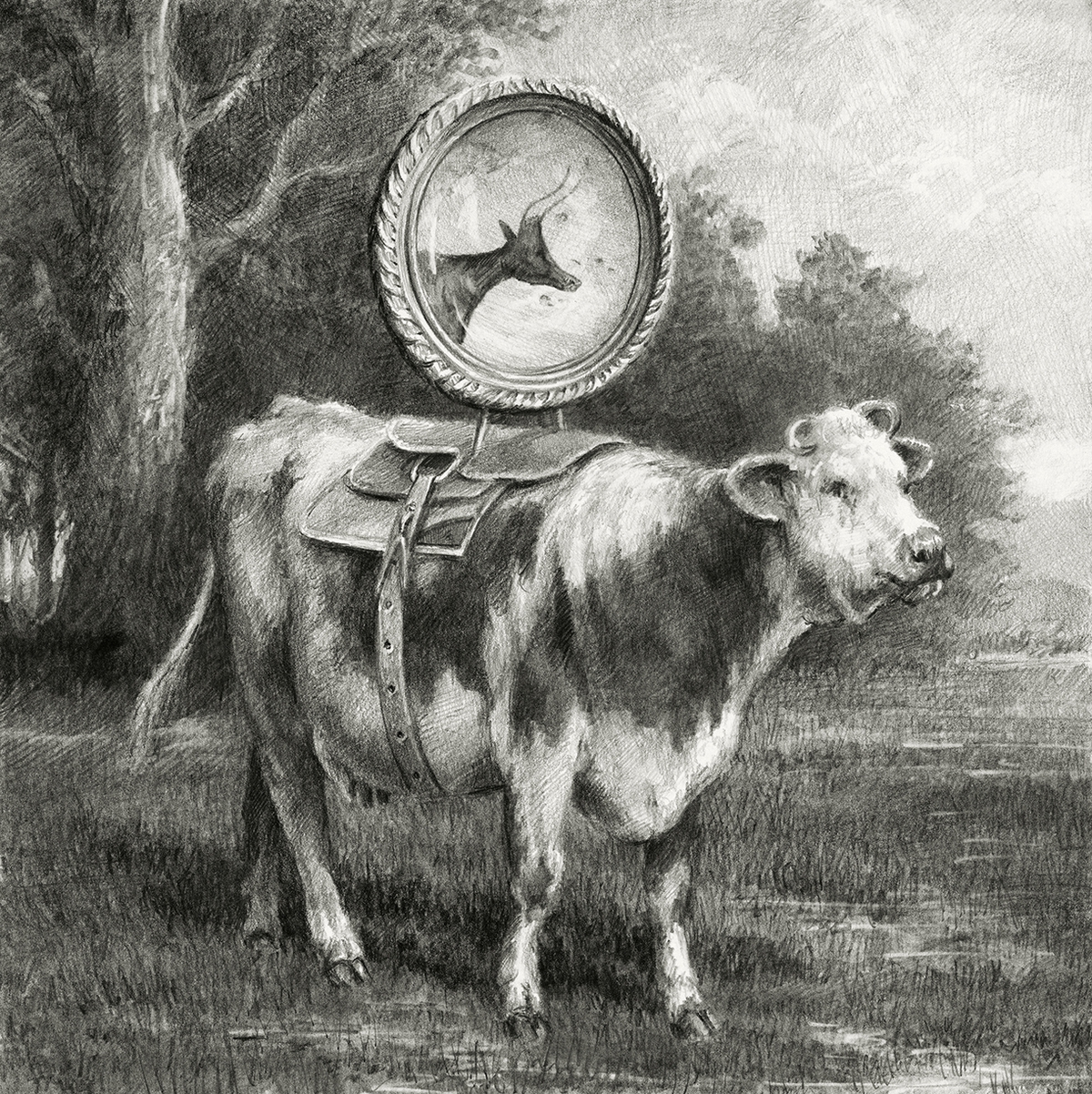 Ethan Murrow, The Estate, 2025, Graphite on paper, 12 x 12 inches