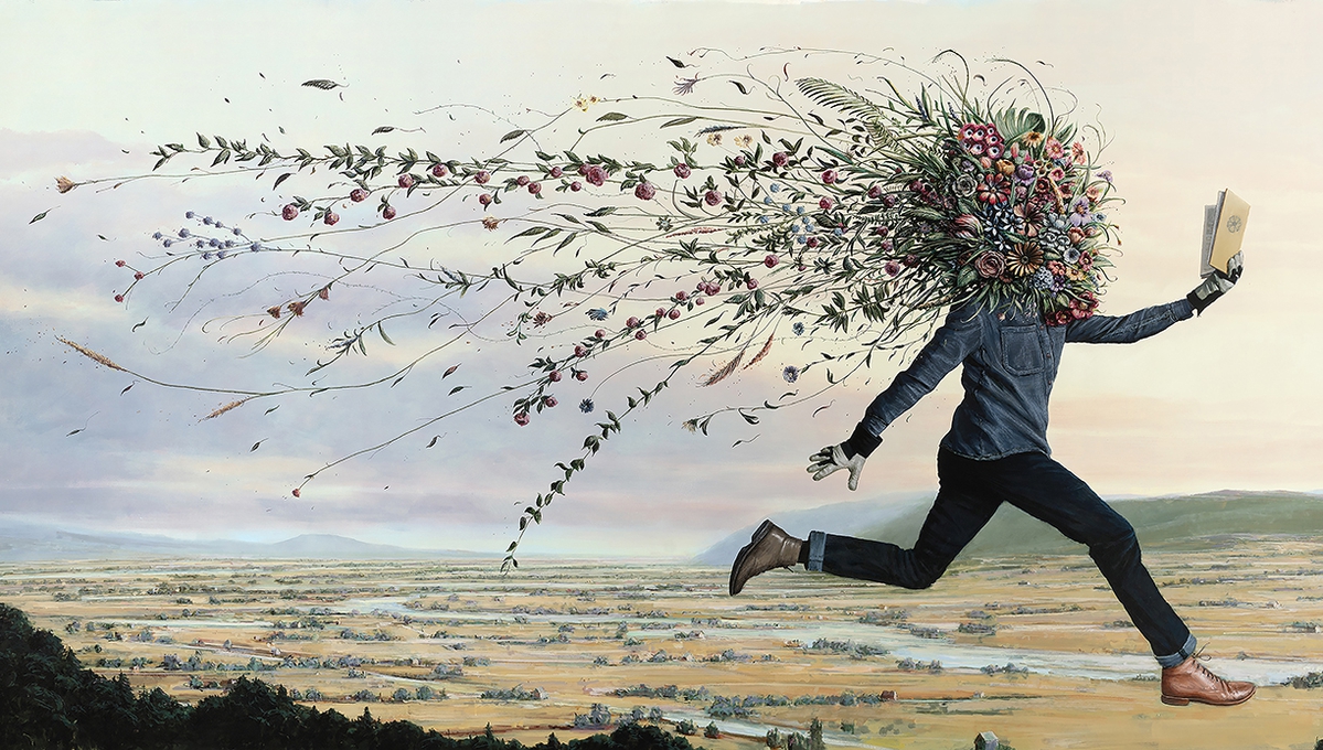 Ethan Murrow, The Gifter, 2023, Acrylic on canvas, 82 x 140 inches