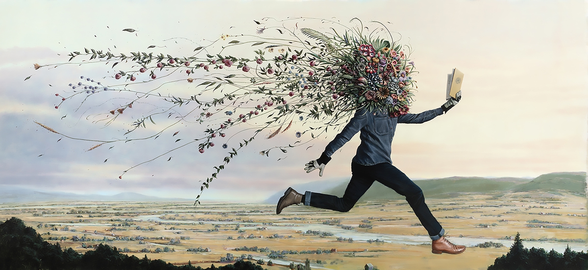 Ethan Murrow, The Gifter, 2023, Acrylic on canvas, 84 x 180 inches