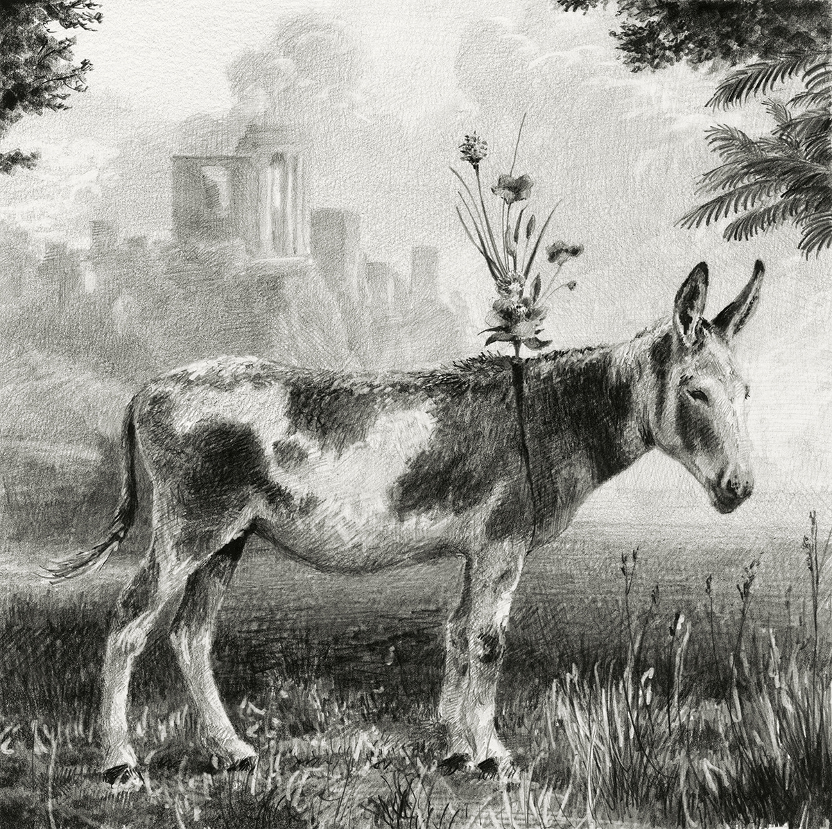 Ethan Murrow, The Palace, 2025, Graphite on paper, 12 x 12 inches