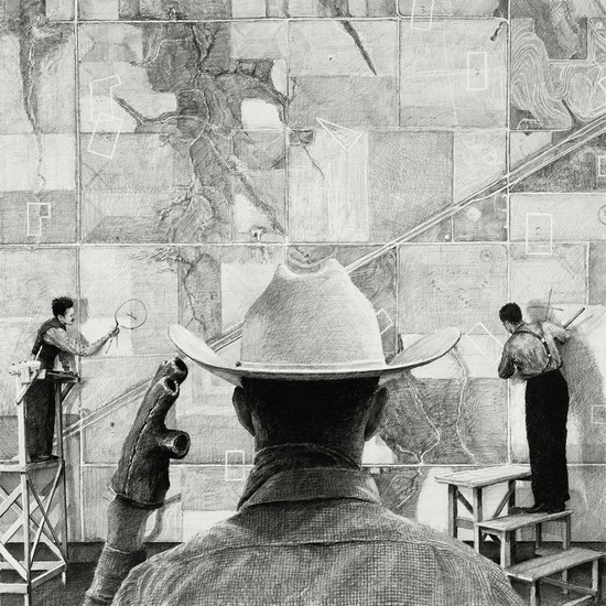 Ethan Murrow, Treaty Crumpler, 2017, Graphite on paper, 36 x 36 inches