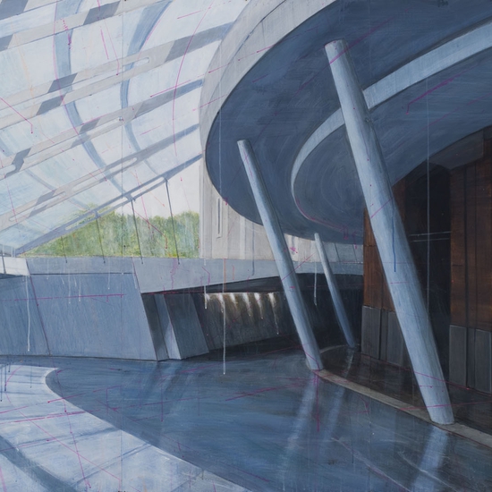 Peter Waite: Museum / Brooklyn, 2011, acrylic on panels, 48 x 72 inches
