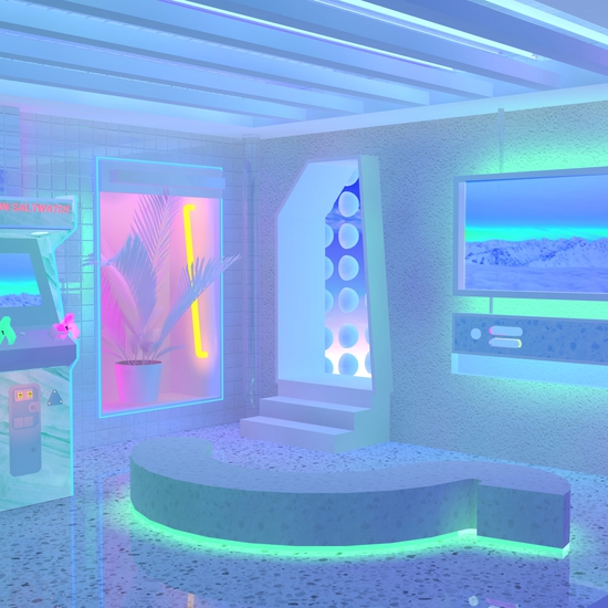 Neon Saltwater creates brightly-colored and neon-lit virtual spaces that evoke memory and nostalgia