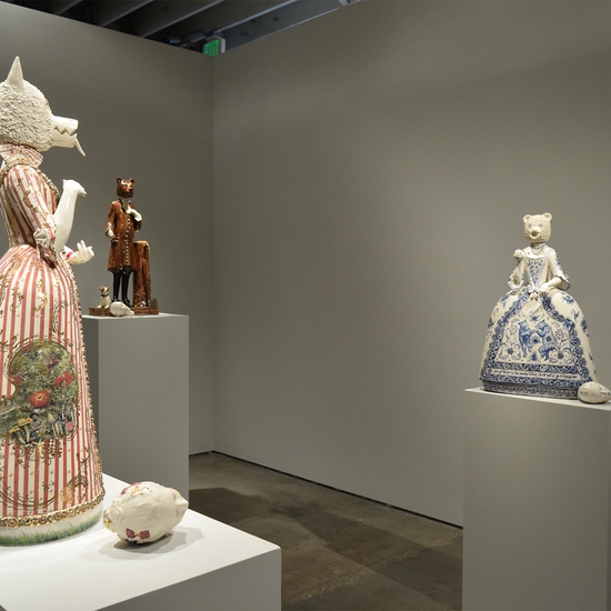 Installation view of Claire Partington's 2019 exhibition, The Hunting Party