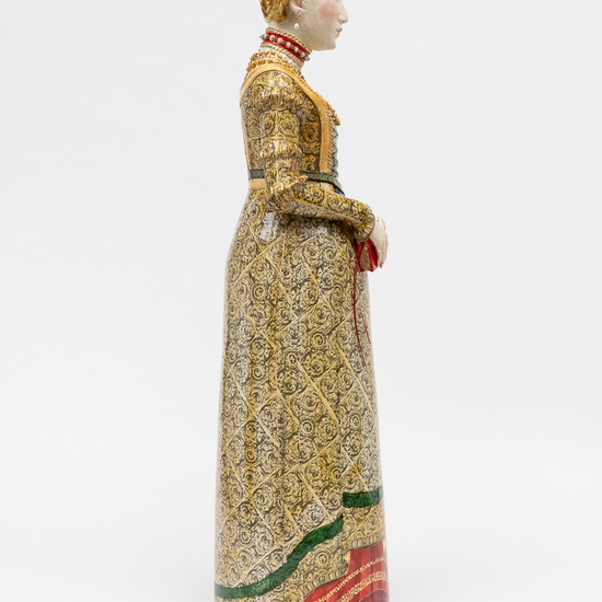 Claire Partington: Valentine 1, 2022, Earthenware & mixed media, 36 x 10 x 9 inches