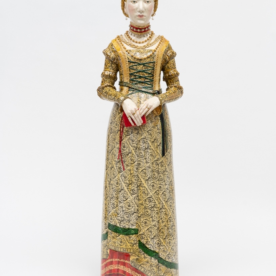 Claire Partington: Valentine 1, 2022, Earthenware & mixed media, 36 x 10 x 9 inches