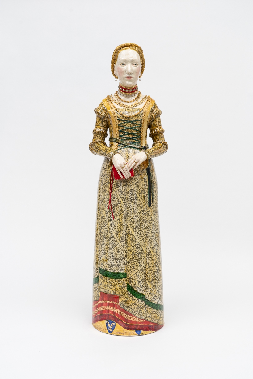 Claire Partington: Valentine 1, 2022, Earthenware & mixed media, 36 x 10 x 9 inches