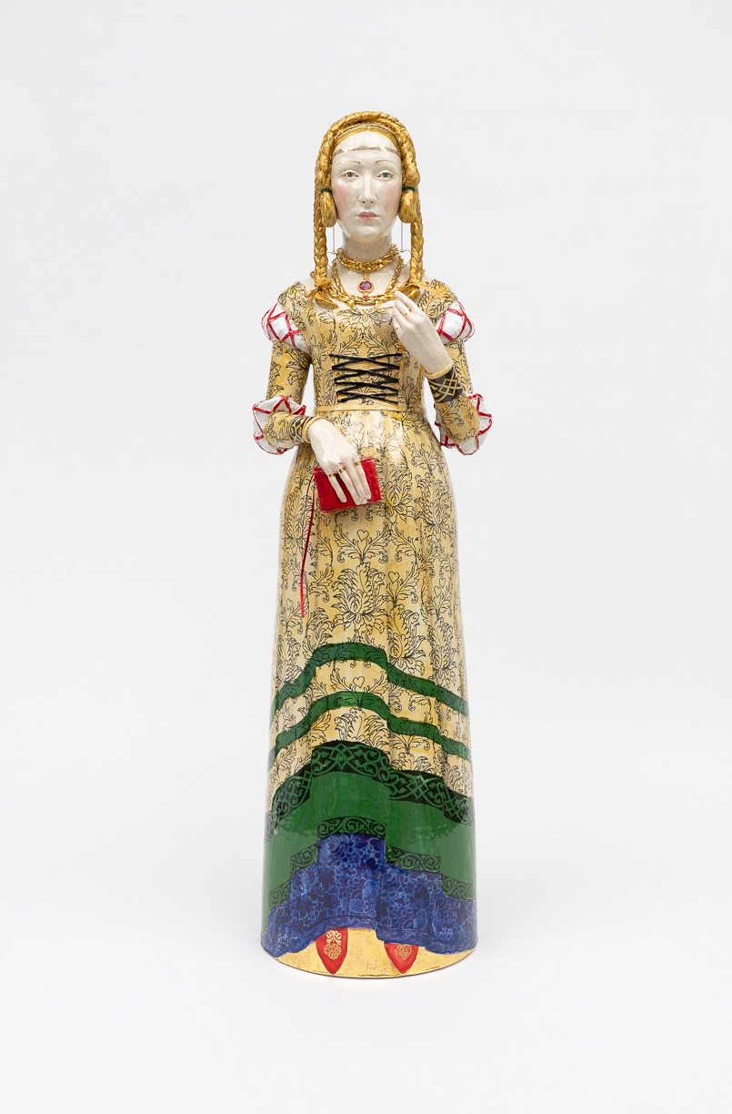 Claire Partington, Valentine 2, 2022, Earthenware & mixed media, 36 x 10 x 9 inches