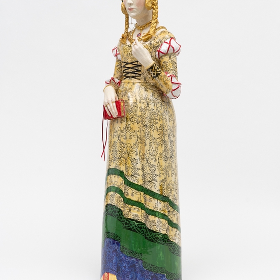 Claire Partington: Valentine 2, 2022, Earthenware & mixed media, 36 x 10 x 9 inches