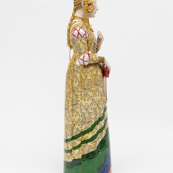 Claire Partington: Valentine 2, 2022, Earthenware & mixed media, 36 x 10 x 9 inches
