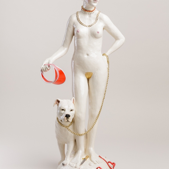Claire Partington: Aphrodite, 2019, Glazed ceramic and mixed media, 26.5 x 10 x 10 inches
