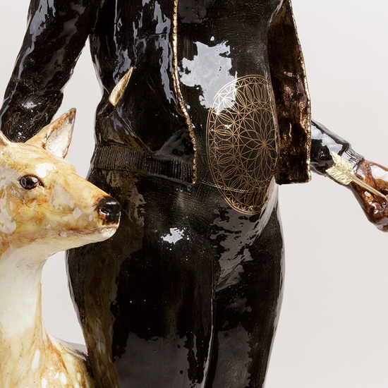 Claire Partington: Artemis, 2019, Glazed ceramic and mixed media, 32 x 13 x 13 inches