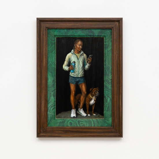 Claire Partington, Cranach Man, 2026, Oil and acrylic on panel, Framed size 21 x 15.5 x 1.5 inches