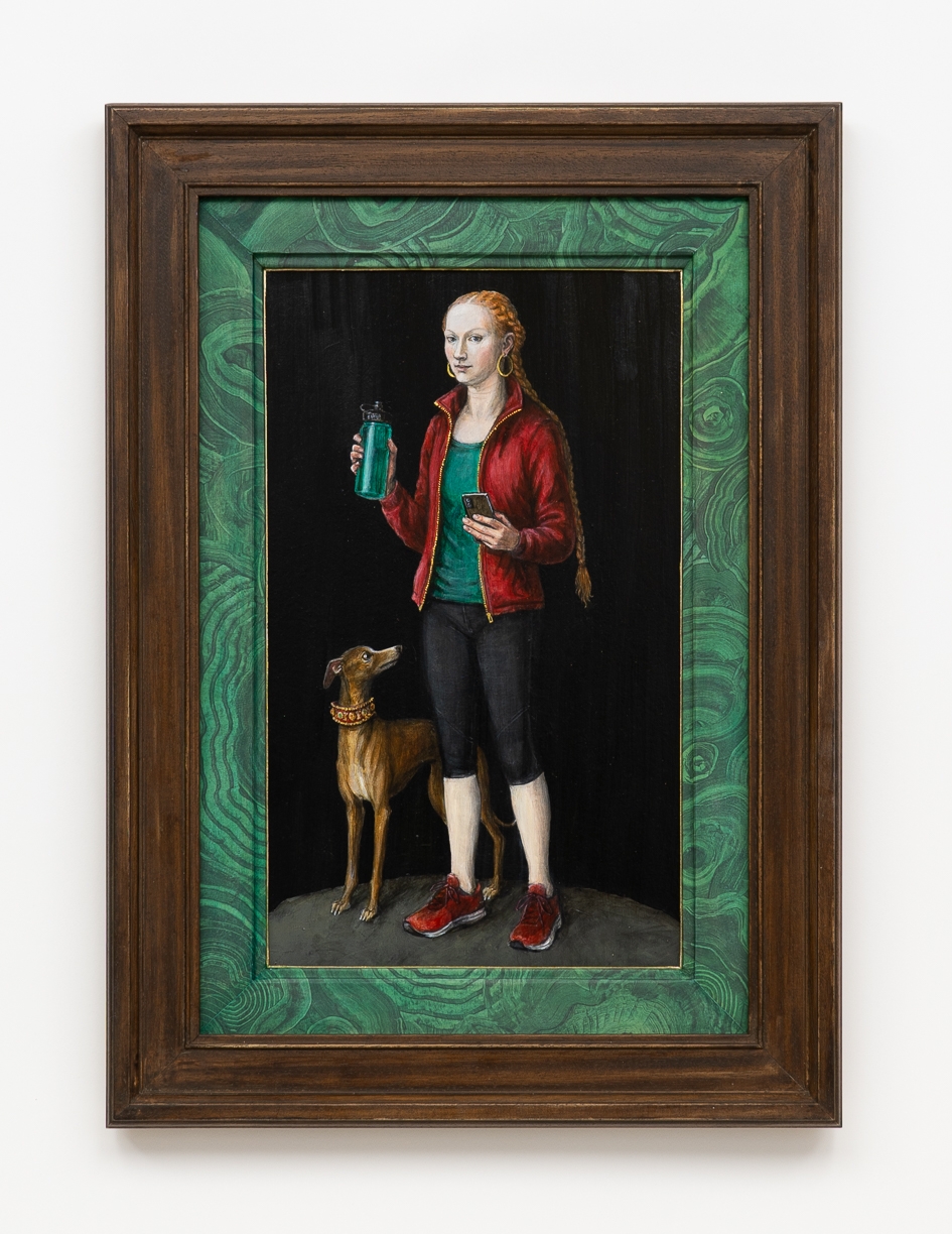 Claire Partington, Cranach Woman, 2026, Oil and acrylic on panel, Framed size 21 x 15.5 x 1.5 inches