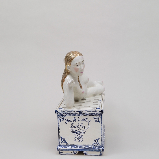 Claire Partington: Eve, 2021, Glazed Earthenware, 14 x 20 x 6.5 inches