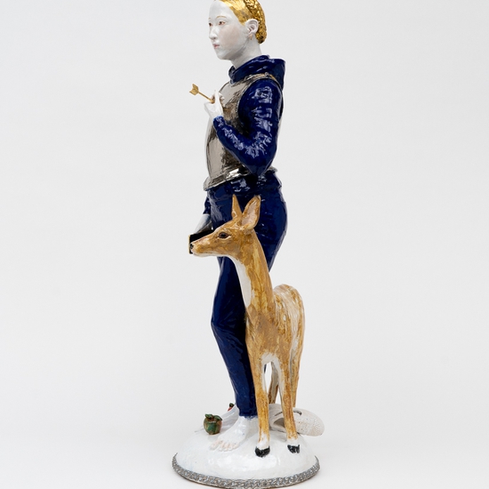 Claire Partington: Hart (Blue), 2024, Ceramic & mixed media, 31 x 12 x 11 inches
