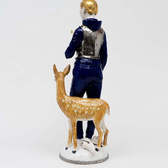 Claire Partington: Hart (Blue), 2024, Ceramic & mixed media, 31 x 12 x 11 inches