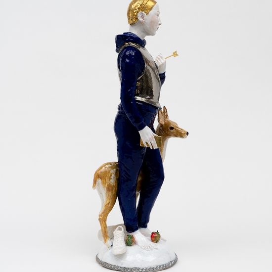 Claire Partington: Hart (Blue), 2024, Ceramic & mixed media, 31 x 12 x 11 inches