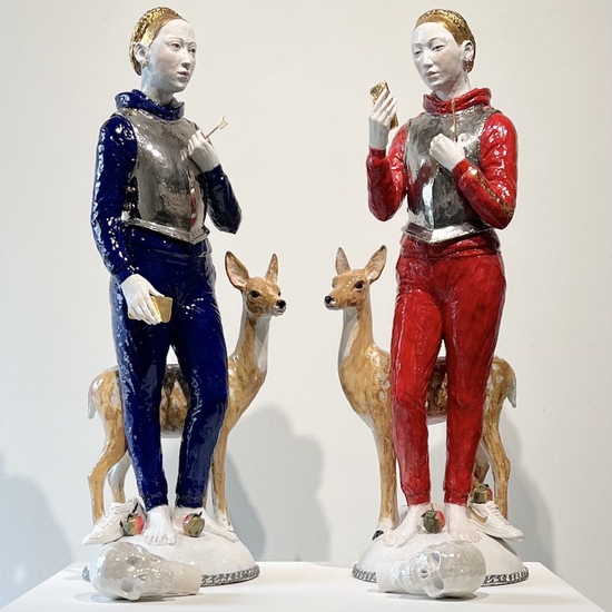 Installation of 'Hart (Red)' and 'Hart (Blue)'