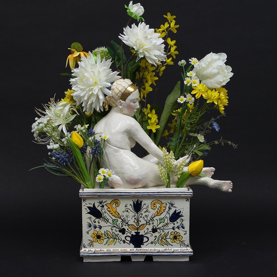 Claire Partington: In The Garden, 2021, Glazed Earthenware, 19 x 16 x 7 inches