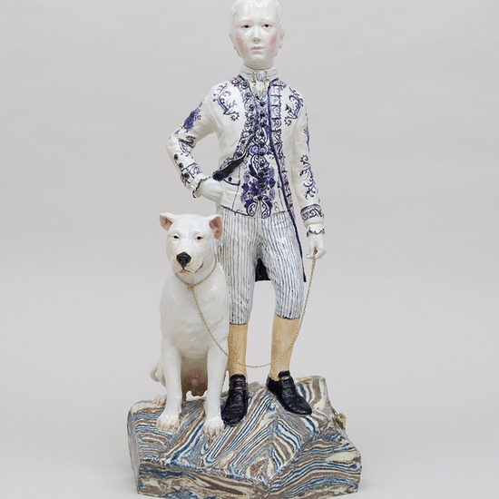 Claire Partington: Little Brother, 2021, Glazed Earthenware, 23 x 11 x 11 inches