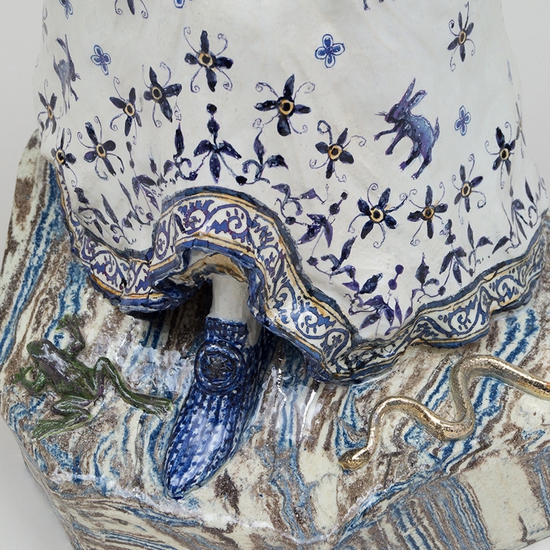 Claire Partington: Little Sister, 2021, Glazed Earthenware, 22 x 11 x 9 inches