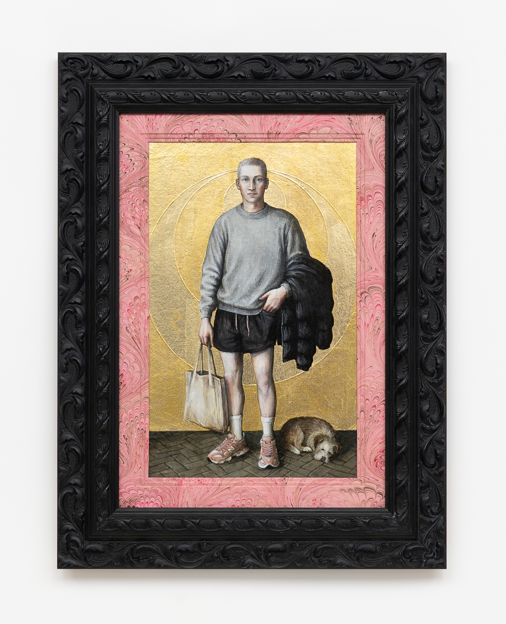 Claire Partington, New Balance, 2026, Oil and acrylic on panel, Framed size 24 x 18 x 2 inches