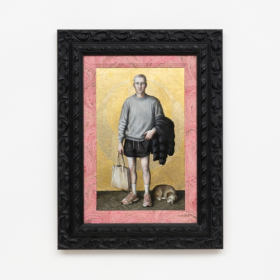 Claire Partington, New Balance, 2026, Oil and acrylic on panel, Framed size 24 x 18 x 2 inches